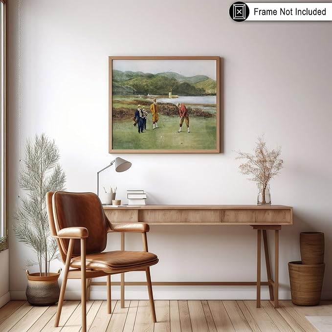 Poster Master The Putting Green Painting Poster - Golf Course Print - Golf Art - River Art - Sports Art - Landscape Art - Father's Day Art - Great Office or Living Room Decor - 8x10 UNFRAMED Wall Art