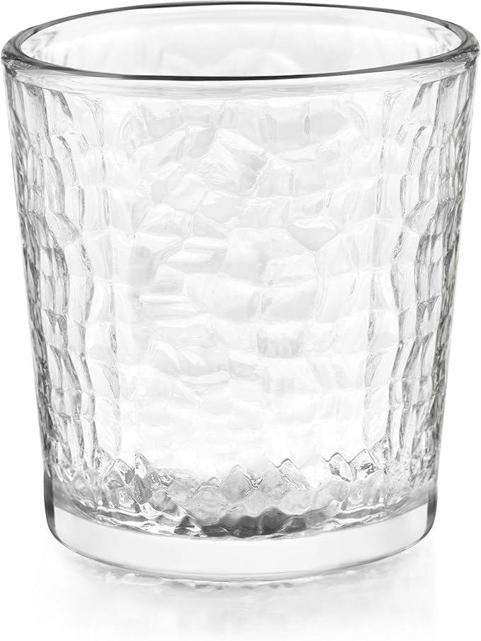 Libbey Yucatan Tumbler and Rock Glasses Drinking Set, Textured Drinking Glasses Set of 16, All Purpose Glass Cups Set for Events and Everyday Use
