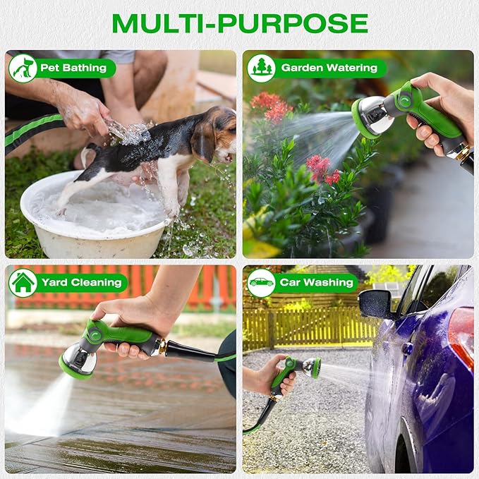 50FT Lightweight Super Flexible Garden Hose - Kink-Free, Non-Expanding, Easy Storage for Yard Lawn Outdoor Use (Black-Green)