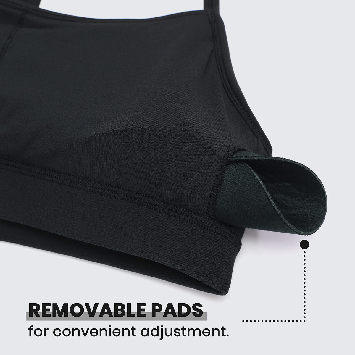 CRZ YOGA Butterluxe Y Back Sports Bras for Women - Padded Racerback Low Impact Spaghetti Thin Strap Workout Yoga Top Black Medium
