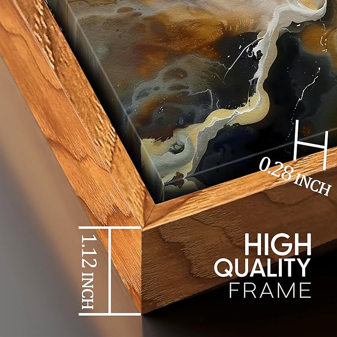 Abstract Wall Art for Bedroom, Marble Canvas Wall Decor for Living Room, Black and Gold Picture Print Artwork for Office, Size 48 x 24 Inches Framed
