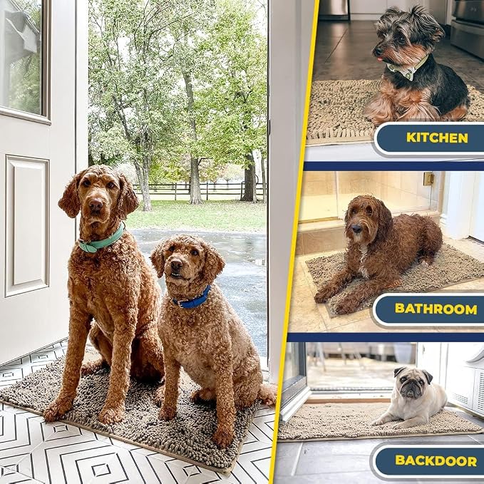 Muddy Mat® | Super Water Absorbent Door Mat Indoor, Microfiber Quick Dry Chenille Entryway Rug, Slip Resistant Front Door Mat, Indoor Mats for Entryway, Machine Washable Pet Rug, Sand 20" x 30"