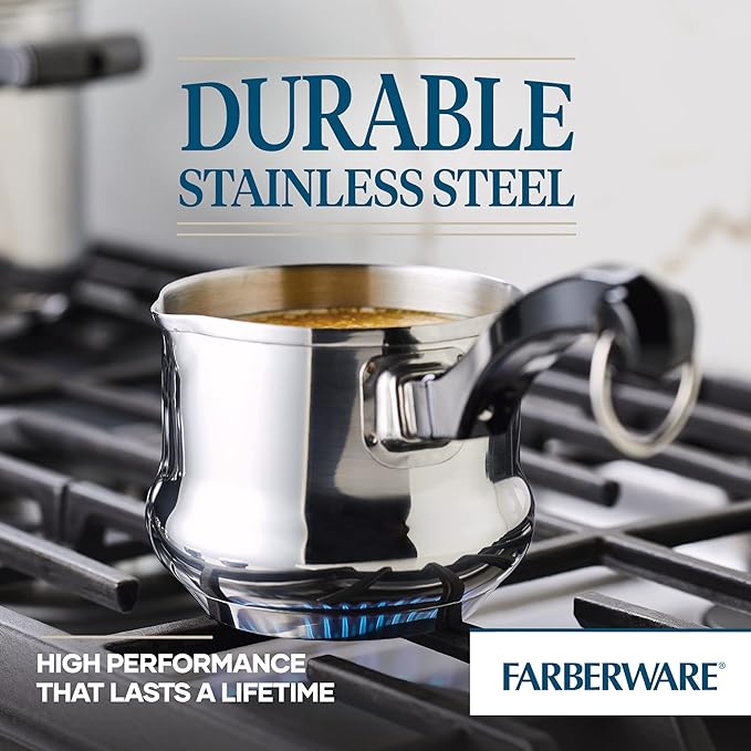 Farberware Classic Series Stainless Steel Butter Warmer/Small Saucepan Dishwasher Safe, 0.625 Quart, Silver