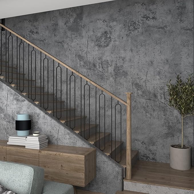 3yecao 48"×79" Wide Thick Dark Blue Grey Cracked Concrete Wallpaper Peel and