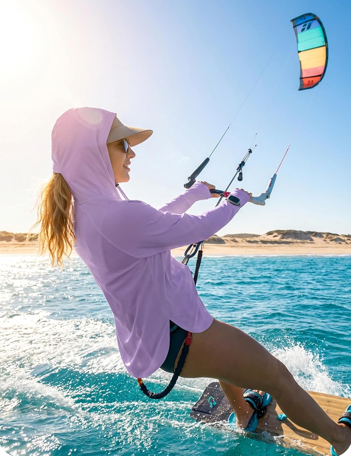Skiennix Women's UPF 50+ Sun Shirt - Lightweight Long Sleeve Hoodie for UV Protection | Perfect for Hiking & Fishing