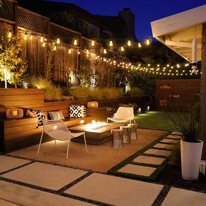 100FT LED Outdoor String Lights, Waterproof Patio Lights with 42 Shatterproof Dimmable 2700K A39 Bulbs Hanging Lighting for Outside Backyard