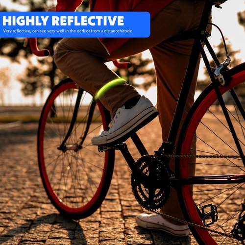 AOZUO 4pcs High Reflective Cycling Trousers Clips, Safety Bicycle Elastic Ankle Bands Pant Leg Cuff Wrap Clip Reflective Gear Accessories for Riding Fishing Outdoor Recreation(Fluorescent Green)