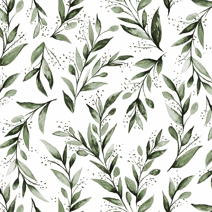 Livebor Green Leaf Wallpaper Peel and Stick Olive Leaf Contact Paper 17.7inch x