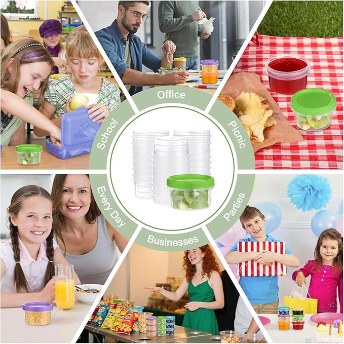 8 oz Plastic Containers with Lids, 12 Pack Stackable Small Freezer Container, Reusable Clear Food Storage Meal Prep Containers for Snack Fruit, Microwave & Dishwasher Safe, with Pen & Brush