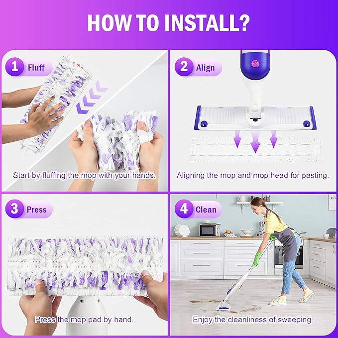30 Pack Disposable Moping Pads Refills for Power Mop™ Multi-Surface Mop and for PowerMop™ Wood Mop, Replacement Mop Pads for Floor Cleaning