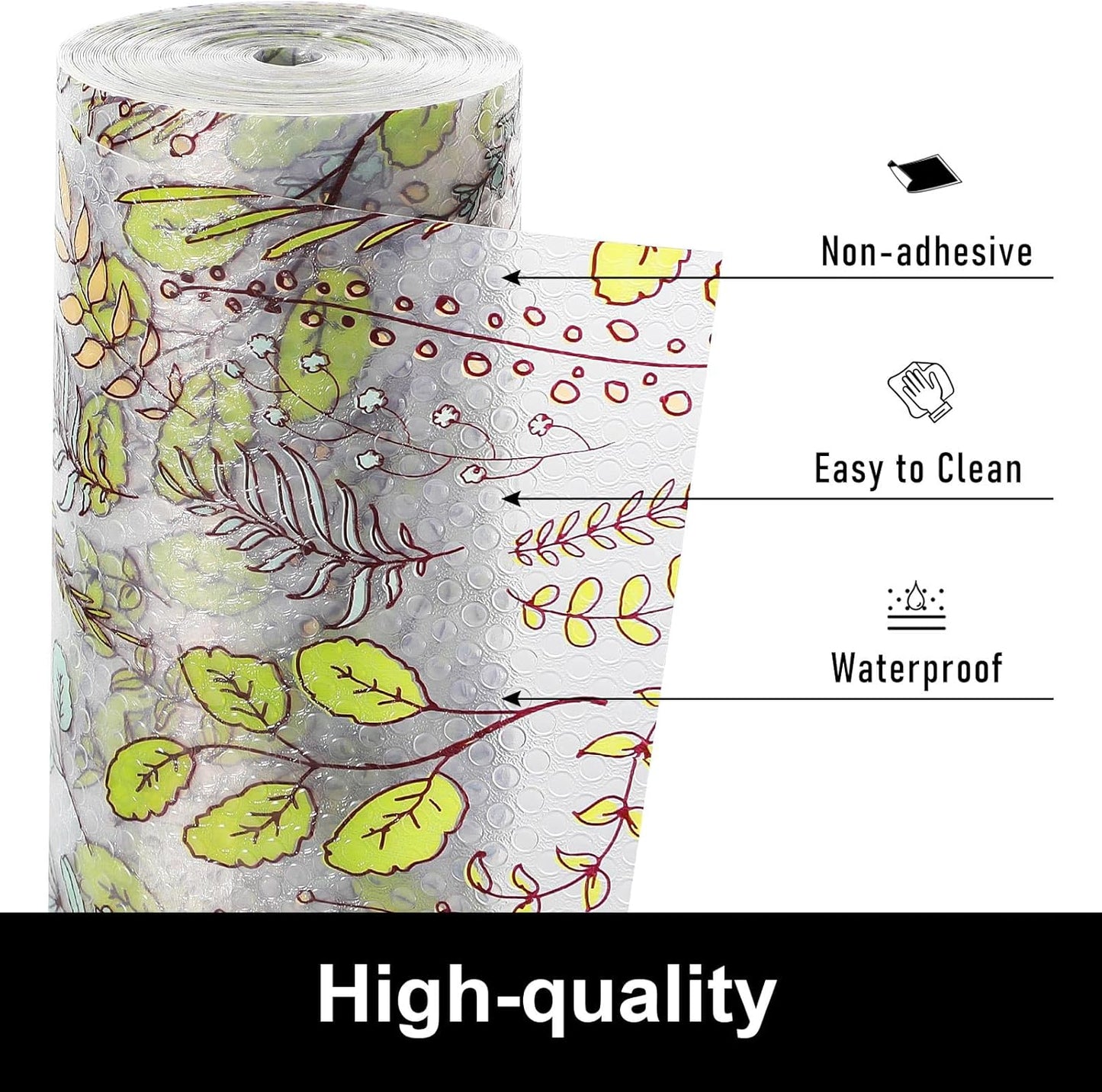 Cooyes Shelf Liner, Non-Adhesive Waterproof Drawer Liner, Durable Easy-to-Cut EVA Shelf Paper for Kitchen Cabinets, Refrigerator, Cupboard, and Dresser (11.8 Inch W x 118 Inch L)