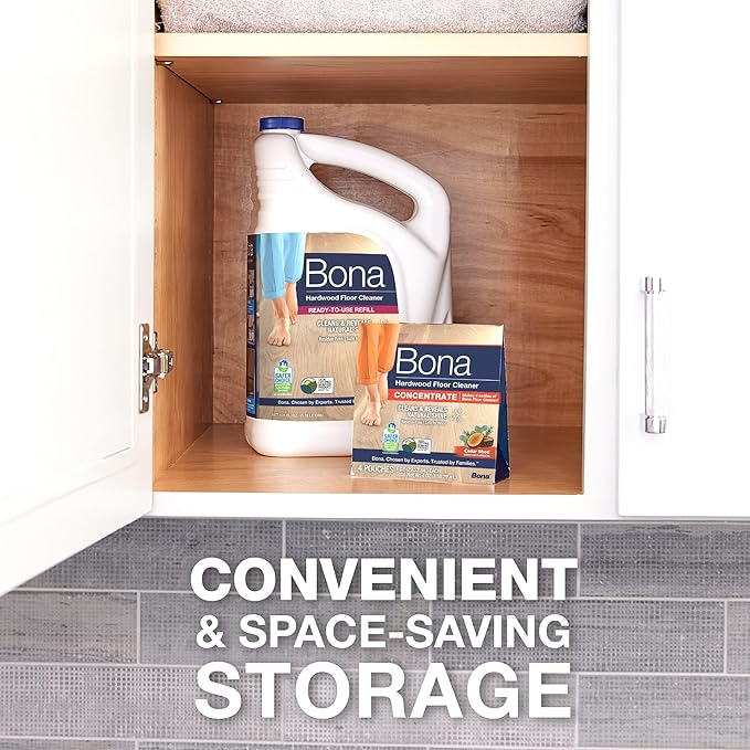 Bona Hardwood Floor Cleaner Concentrate, Cedar Wood Scent, 1 fl oz, Pack of 4 (Makes 128 fl oz) - Residue-Free Floor Cleaning Concentrate Spray Mop and Spray Bottle Refill - For Wood Floors