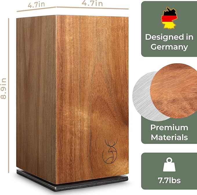 WALDWERK Magnetic Knife Holder Made of Acacia Wood - 360 degree rotatable Knife Block Without Knives - Knife Block - Knife Holder