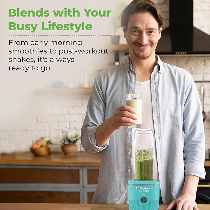 Koblenz Mix&Shake Blender, 20 oz Portable Blender, 600W Motor, Pulse, ON/OFF Functions, Stainless Steel Blades, Shakes, Sauces, Smoothie Maker, (1) 20 oz To-Go Bottle, Green, MSKM-600 V