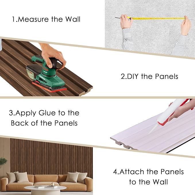 16-Pack 3D Slat Wall Panels, Easy-Install Soundproof Faux Wood Wall Panels