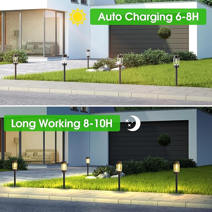 Solar Lights Outdoor, 12 Pack Waterproof Solar Landscape Lighting for Pathway Garden Yard Path Walkway Driveway Lawn Patio Outside Decor, Warm White