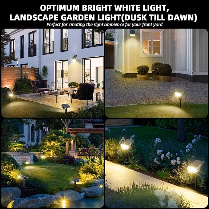 Solar Spot Lights Outdoor Landscape Lights, IP65 Outdoor Waterproof Spotlights, 40 LED's Outdoor Solar Lights for Yard Palm Trees Driveway Patio Pool 10 Pack