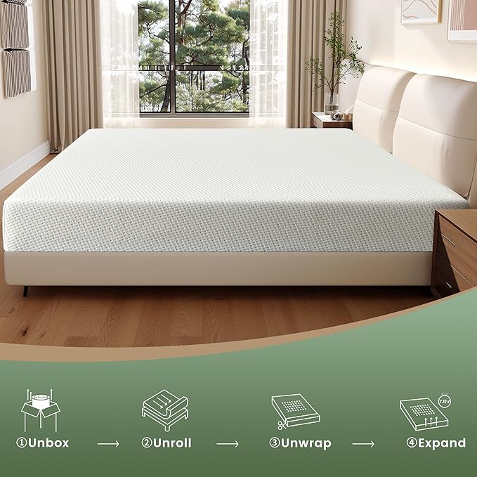 Twin Mattress 5 Inch for Kids, Memory Foam Mattress Medium Firm Pressure Relief with Cooling Green Tea Gel, Mattresses in a Box Comfortable and Supportive No Fiberglass