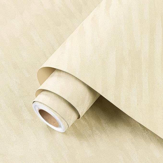 ReWallpaper 30inx16.5ft Beige Wallpaper Peel and Stick Modern Velvet Flocked