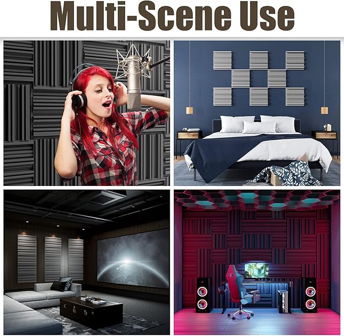 Upgrade 24 pack Self-adhesive Sound Proof Foam Panels, Decorative Soundproof