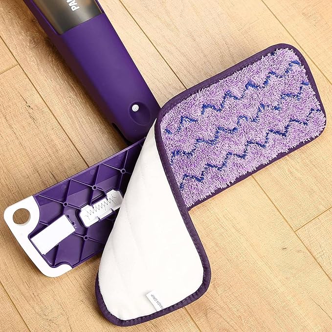 18 inch Mop Pads Refills, 3 Pack Microfiber Reusable Replacement Mop Pads Flat Replacements Heads for Wet Or Dry Floor Cleaning and Scrubbing, Blue & Purple Cloth