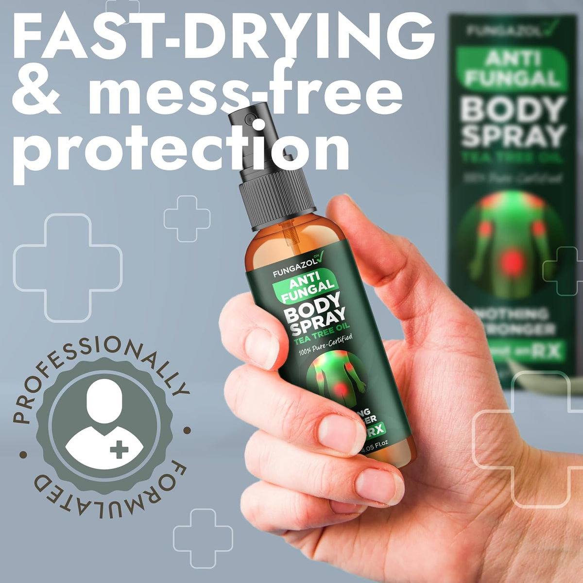 Body Spray with Tea Tree Oil | Fast-Absorbing Antifungal Treatment for Jock Itch, Athleteβs Foot, Ringworm & Nail Fungus | Soothes Itching, Burning & Scaling | Relieves Irritated Skin | 120ml