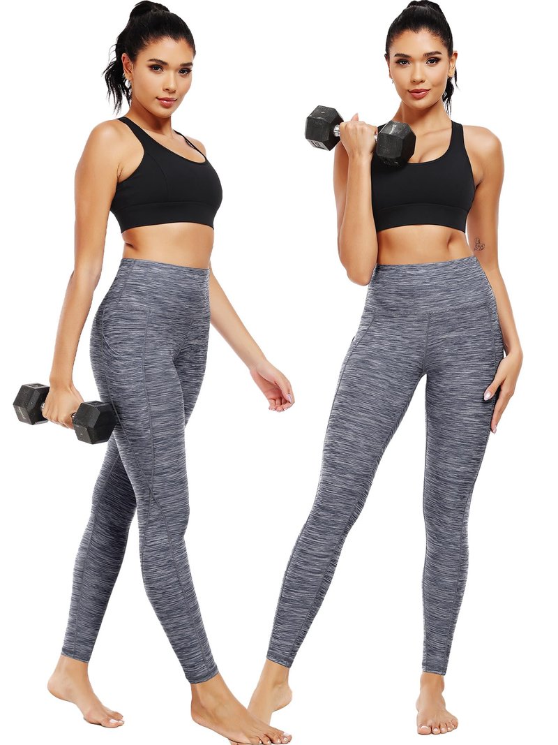 NELEUS Tummy Control High Waist Yoga Pants Workout Running Leggings for Women,9033,3 Pack,Red,Grey,Brown,XL,EU 2XL