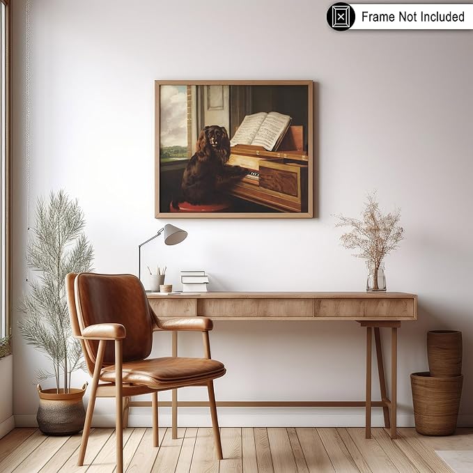 Poster Master Vintage Portrait of an Extraordinary Musical Dog Print - Retro Puppy Poster - Music & Piano Art - Animal Lover Wall Design - Living Room or Office Decor - 18x24 UNFRAMED Wall Art
