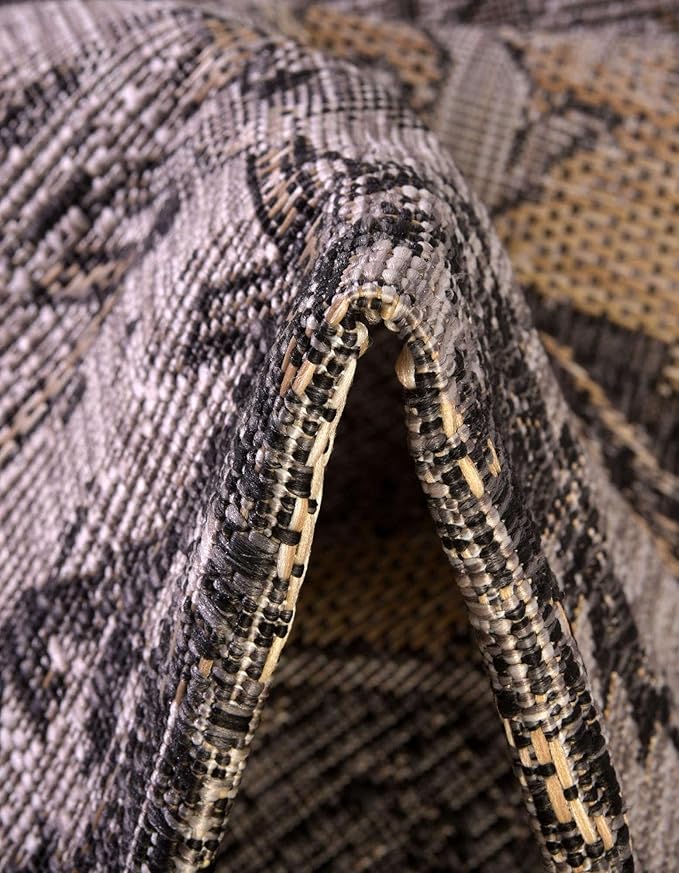 Unique Loom Outdoor Traditional Collection Area Rug - Valeria (3' 3" x 5' 3" Rectangle, Charcoal/ Natural)