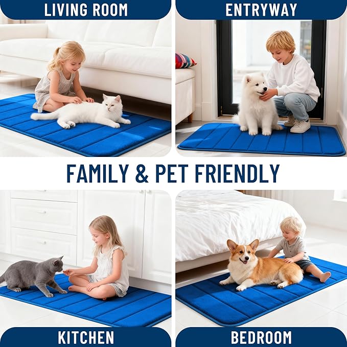 OLANLY Memory Foam Bath Mat 70x46, Super Soft Absorbent Bathroom Rugs, Quick Dry, Machine Washable Shower Floor Rugs, Bathmat Carpet, Bathroom Home Decor Accessories, Royal Blue