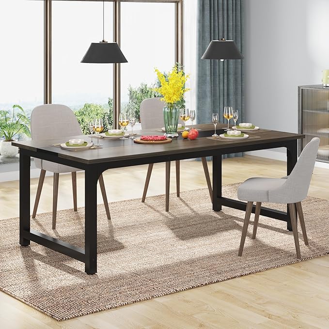 Tribesigns Modern Computer Desk, 63 x 31.5 inch Large Office Desk Computer Table Study Writing Desk Workstation for Home Office, Grey/Black