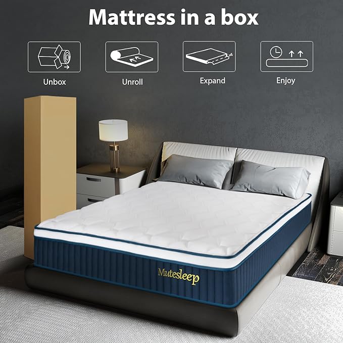 Twin Mattress 10 Inch, Hybrid Twin Size Mattress in a Box, Gel Memory Foam Mattress with Pocket Springs, Medium Firm Feel, Edge Support, Cool Sleep, Motion Isolation & Pressure Relief