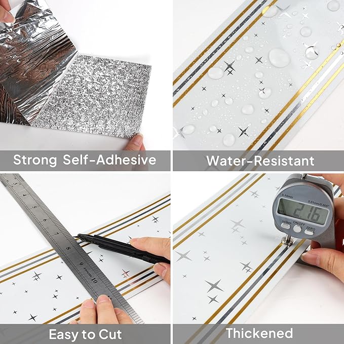 Peel and Stick Baseboard Trim, 3.93" x 196.8" Mirror Border, Self-Adhesive