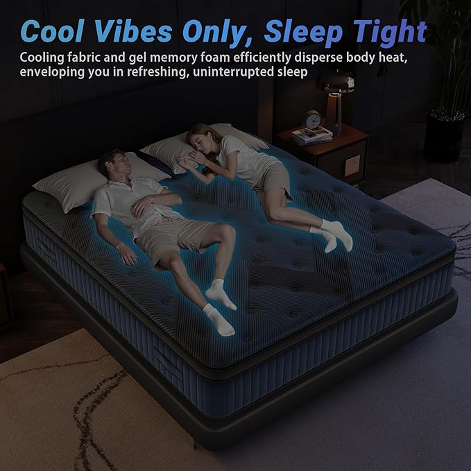 inight Full Size Mattress, 14 Inch Full Mattress in a Box, Durable Hybrid Mattresses with Gel Memory Foam & Pocket Springs, Medium Firm Feel, Pressure Relief, Cooling, Edge Support, Motion Isolation