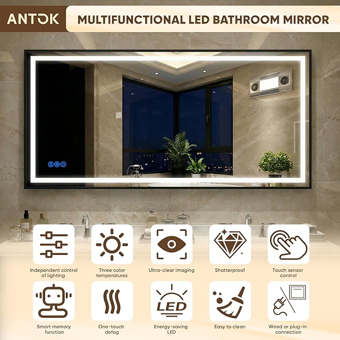 Antok 36X36 LED Bathroom Mirror