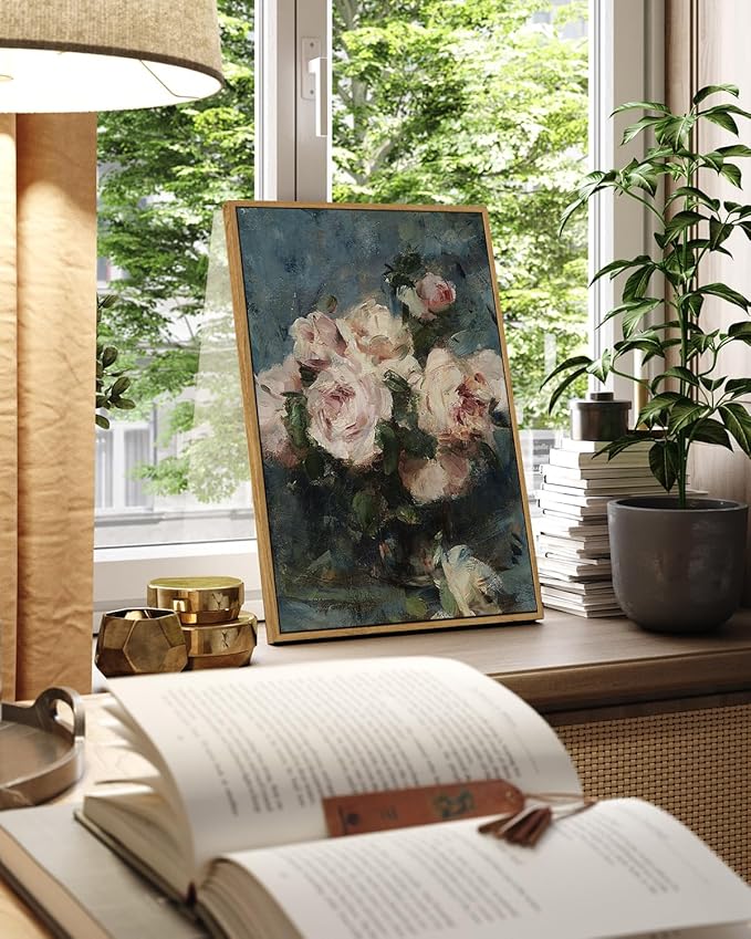InSimSea Framed Wall Art for Living Room Flower Wall Art Home Decor Roses Vintage Botanical Prints Floral Paintings Canvas Art Wall Decor Floral Home Decor Canvas Prints for Bedroom Office 16x24in