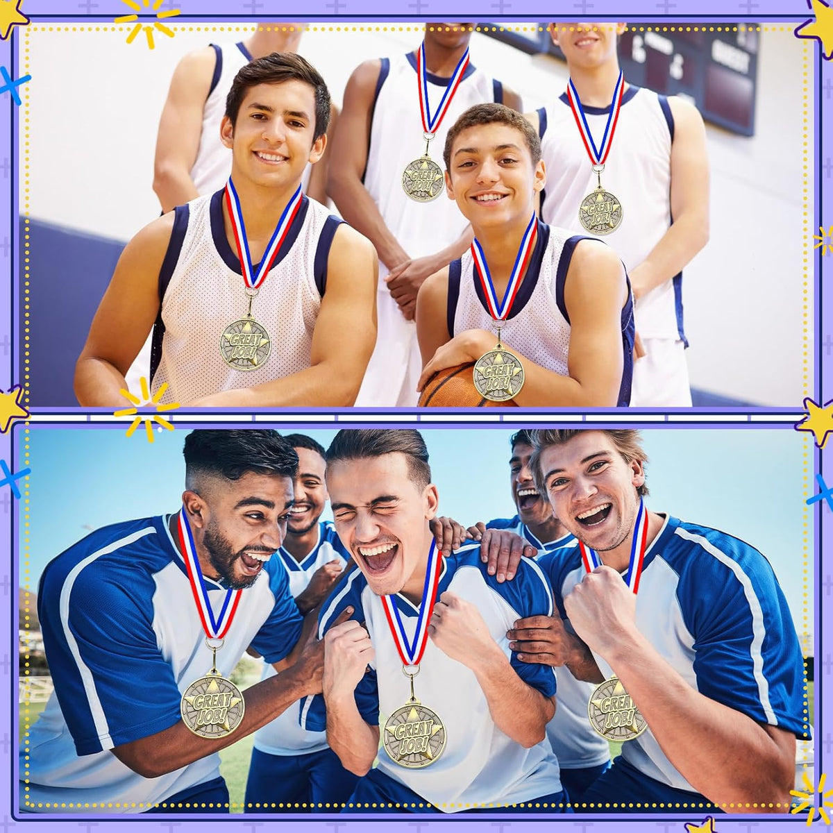 Quelay 100 Pcs Award Medals Bulk 2 Inch Gold Winner Medals with Neck Ribbons for Sports Tournaments Competitions Party Favors
