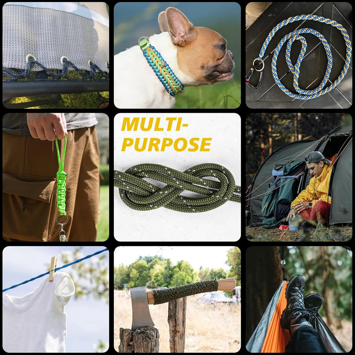X XBEN Paracord Rope - 1000lb Reflective Tactical Cord | 50/100/200/500/1000ft Options in Army Green