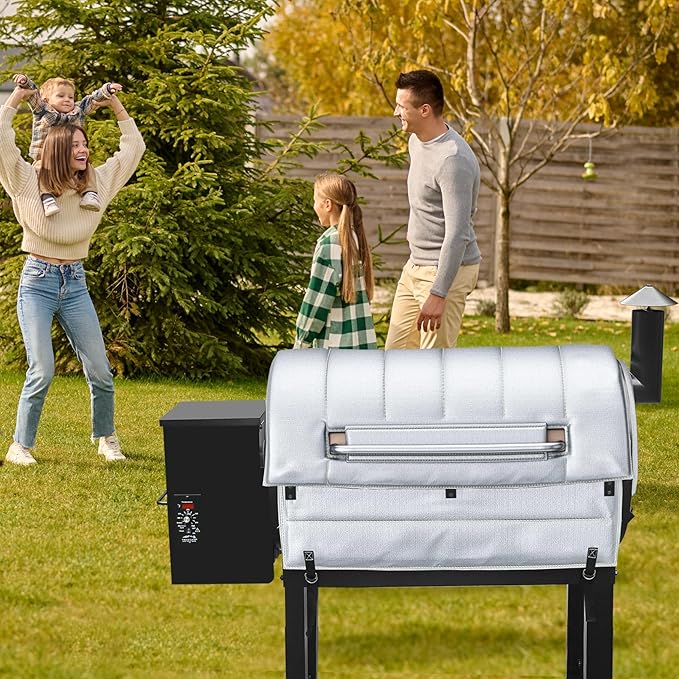 Insulation Blanket for Traeger pro 34 Series TFB65LZBC and Texas Elite 34 Series TFB88PZBO Wood Pellet Smoker Grill,BAC628 Pro 34 Insulation Blanket Grill Accessory for Winter Smoking,Silver