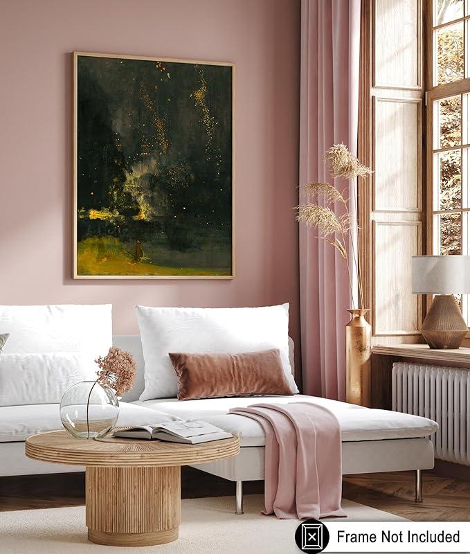 Poster Master Vintage Nocturne in Black and Gold Painting Poster - Retro The Falling Rocket Print - Abstract Art - Moody Art - Landscape Art - Office or Living Room Decor, 24x32 Unframed Wall Art