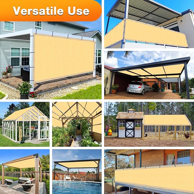 Artpuch Outdoor Pergola Shade Cover 9x14 FT Sun Shade Cloth with Grommets Sand 90% UV Protection Canopy Patio Privacy Screen (Customized Available)