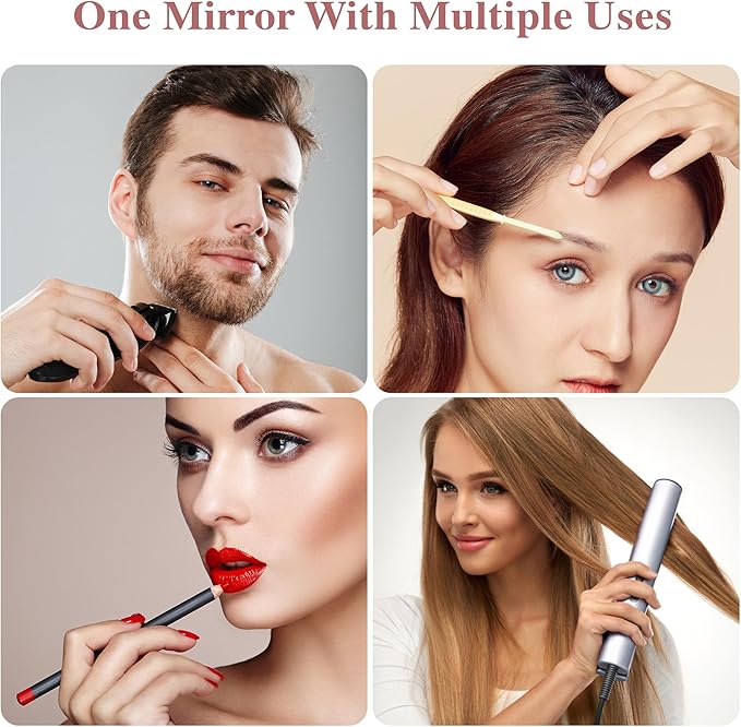 Wall Mounted Lighted Makeup Mirror, Rectangle Double Sided 1X/7X Magnifying