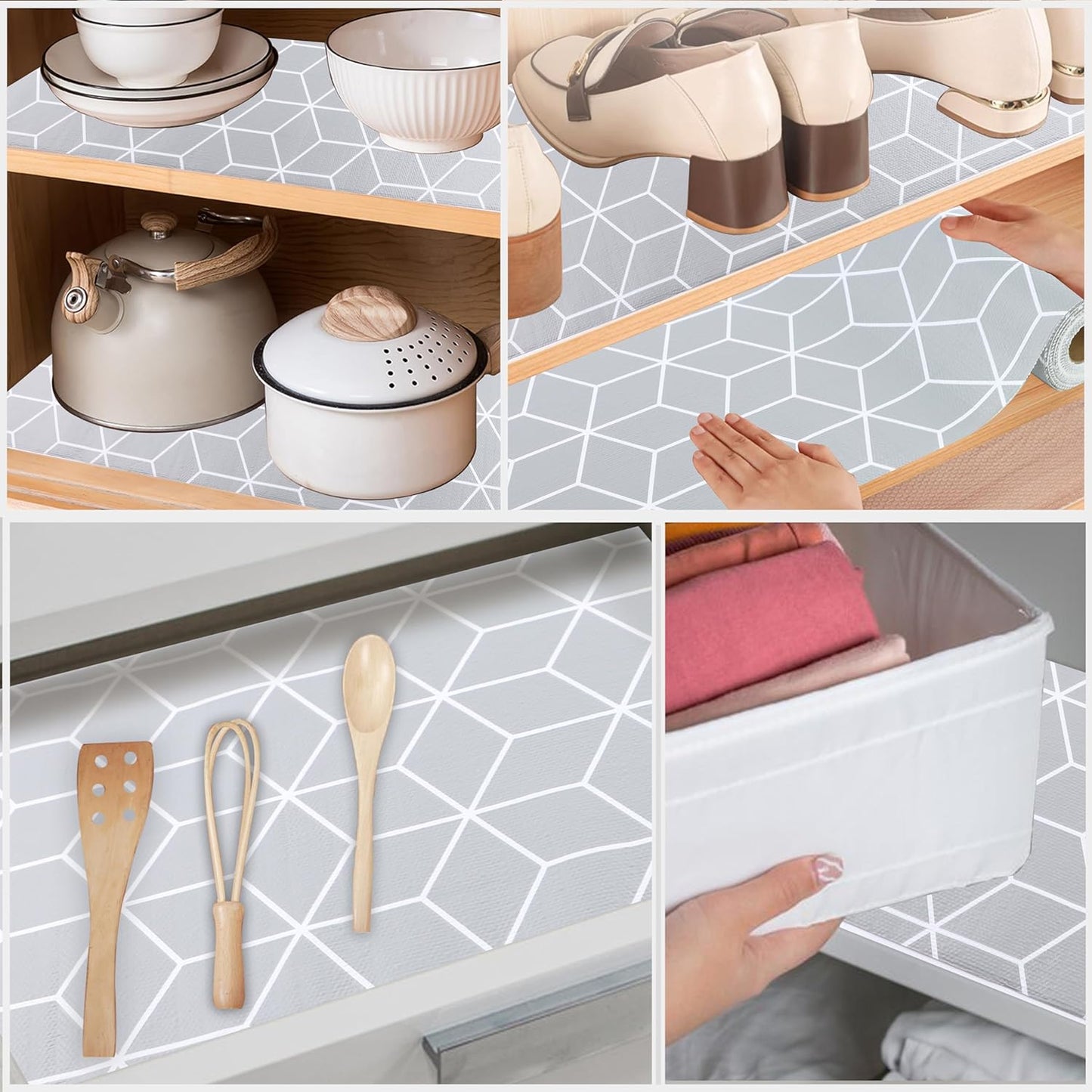 Shelf Liners for Kitchen Cabinets 20 Inch Wide X 20 Ft Non Adhesive Cabinet Drawer Liner Non Slip Water Oil-Proof Strong Grip Pantry Shelves Liner Bathroom Drawer Mat Cupboard Closet Liner