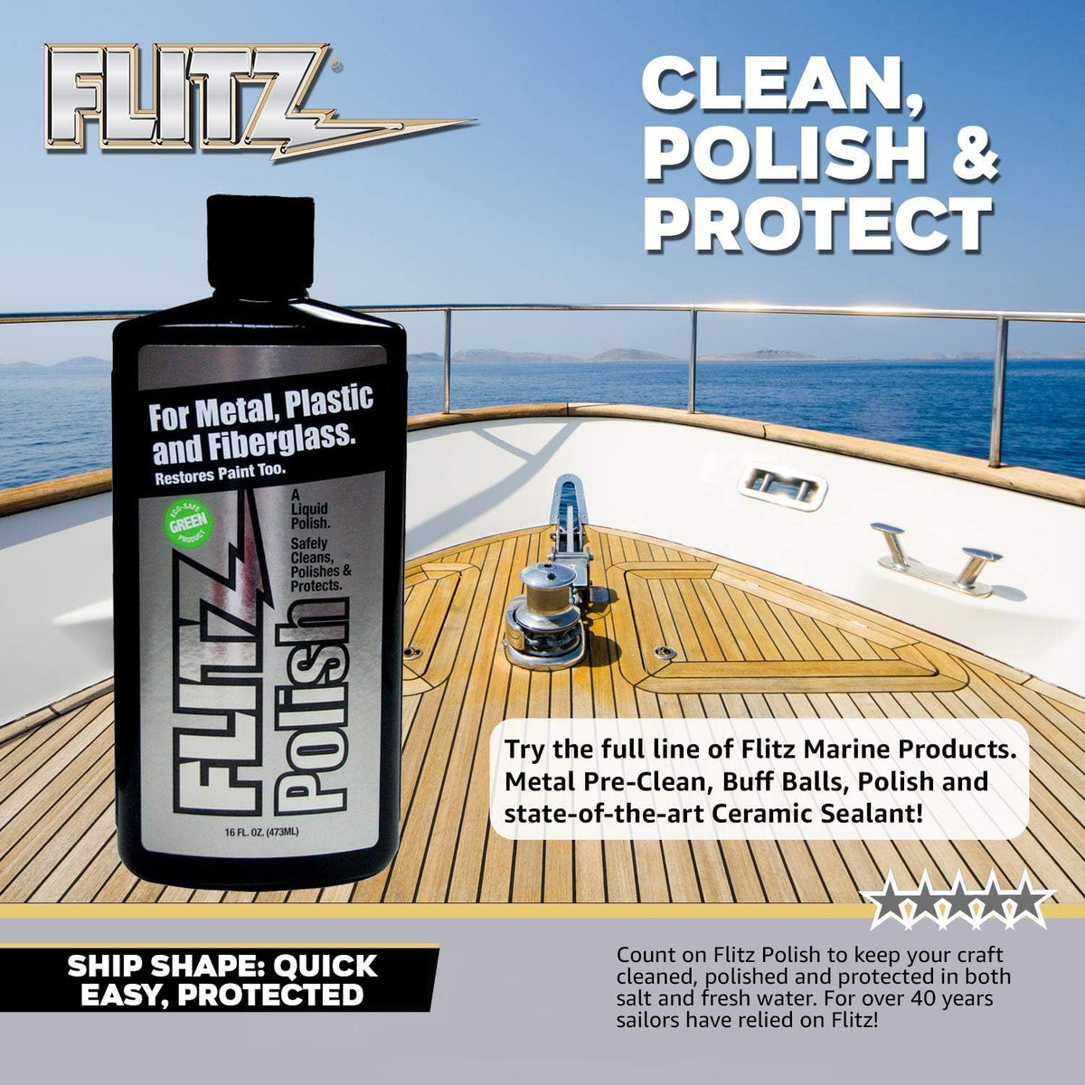 Flitz Multi Purpose Metal Polish Liquid - 3.4oz Bottle of USA-Made Tarnish Remover - For Aluminum, Chrome, Brass, Nickel, Silver - Non-Abrasive Metal Cleaner and Polish, Restorer (6 Pack)