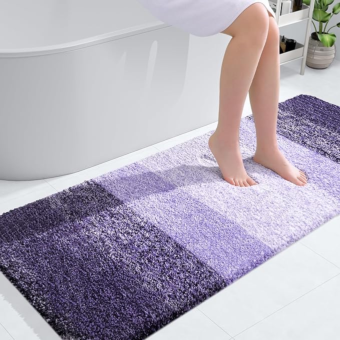 OLANLY Bathroom Runner Rugs 40x24, Extra Soft Absorbent Microfiber Bath Rugs, Rubber Backing, Quick Dry, Machine Washable Bath Mats for Bathroom Floor, Tub and Shower, Home Decor Accessories, Violet