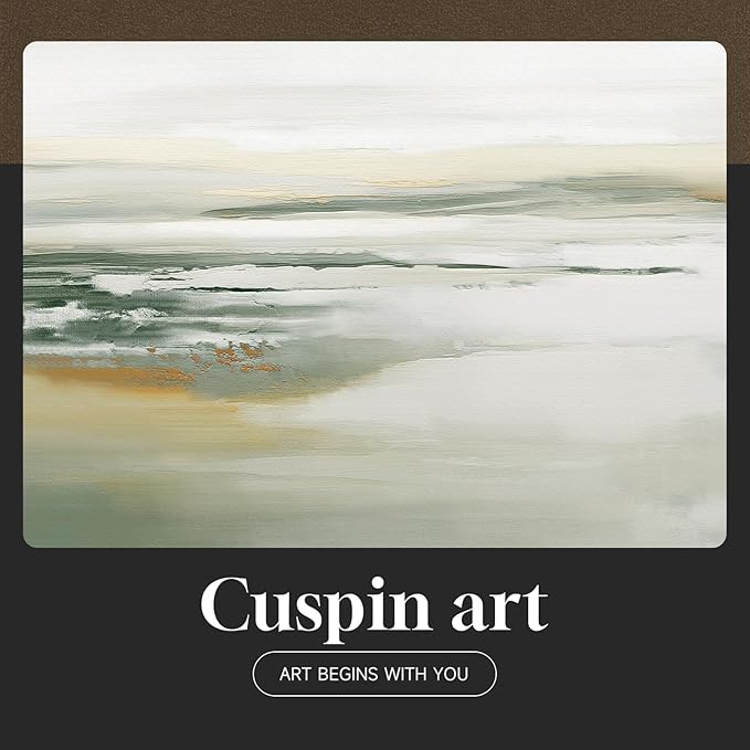 Large Framed Green Abstract Landscape Wall Art for Living Room, 3 Piece Canvas Prints Paintings Artwork for Walls, Modern Minimalist Pictures for Dining Room, Hallway, Office Wall Decor 24x36 In
