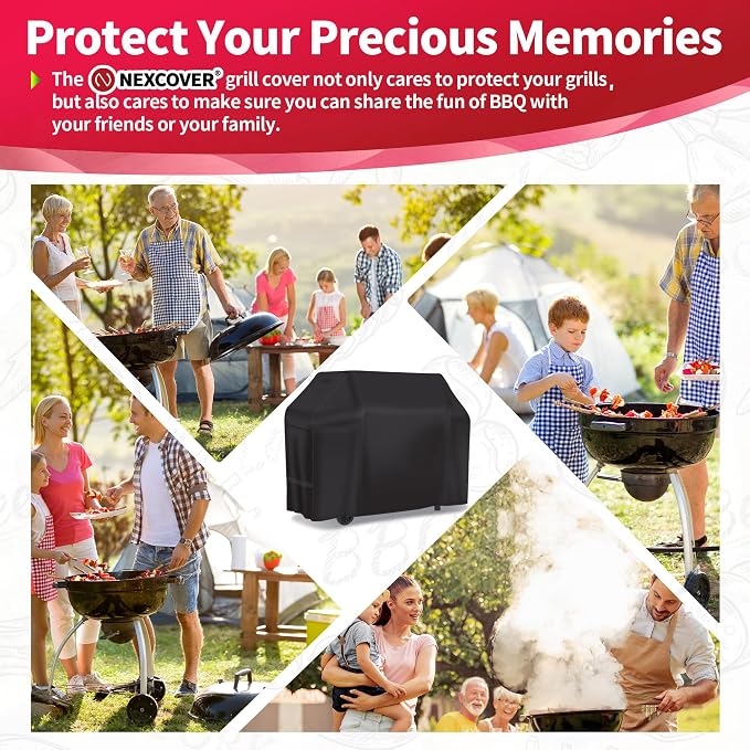 NEXCOVER 55 Inch Grill Cover - 600D Heavy Duty Waterproof and Weather Resistant BBQ Cover for Weber, Char Broil, Nexgrill - Fade Resistant, Black