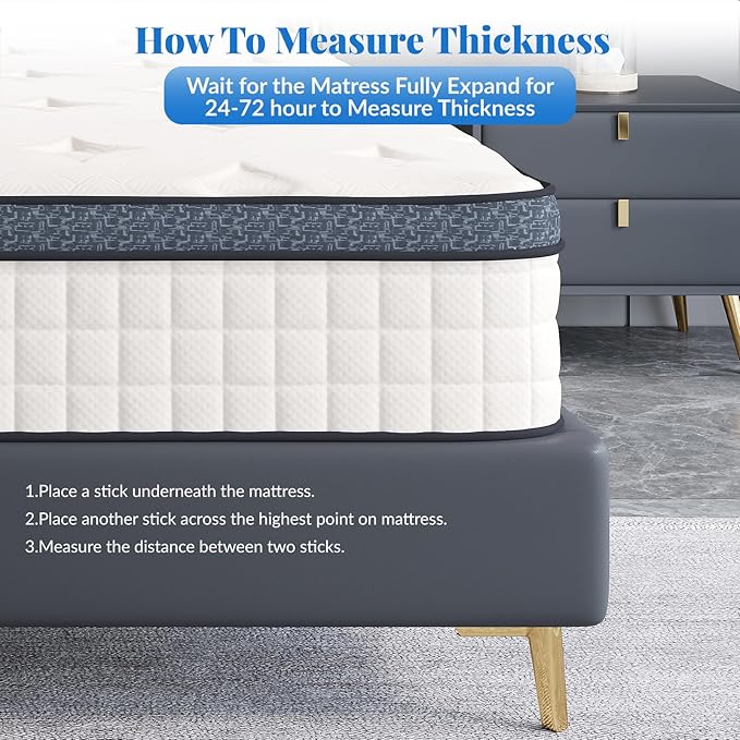 Queen Mattress, 10 Inch Hybrid Mattress in a Box, Memory Foam and Individual Pocket Springs, Medium Firm Comfort, Motion Isolation, Ideal for All Sleep Positions, CertiPUR-US Certified