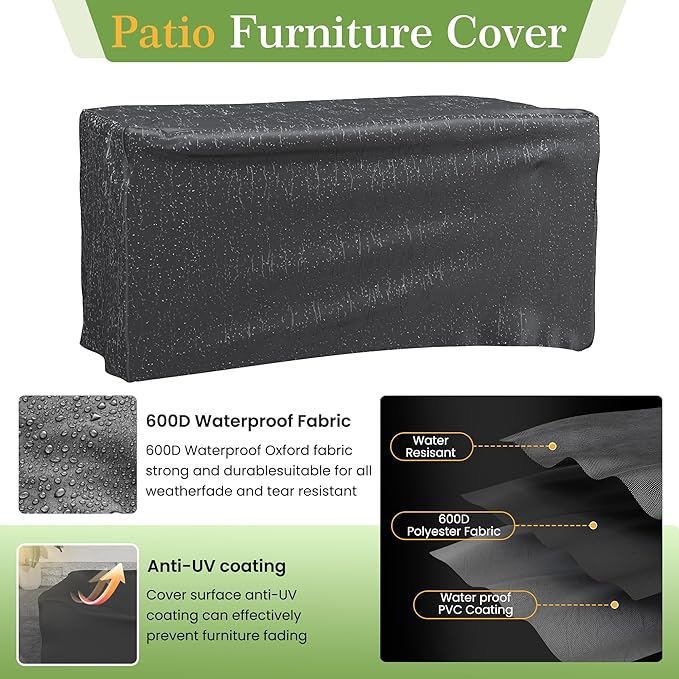Amopatio Patio Loveseat, Outdoor Furniture 2-Seat Wicker Porch Furniture Outdoor Couch Sofa with Water-Resistant Cover & Non-Slip Cushions, Premium Patio Set, Gray
