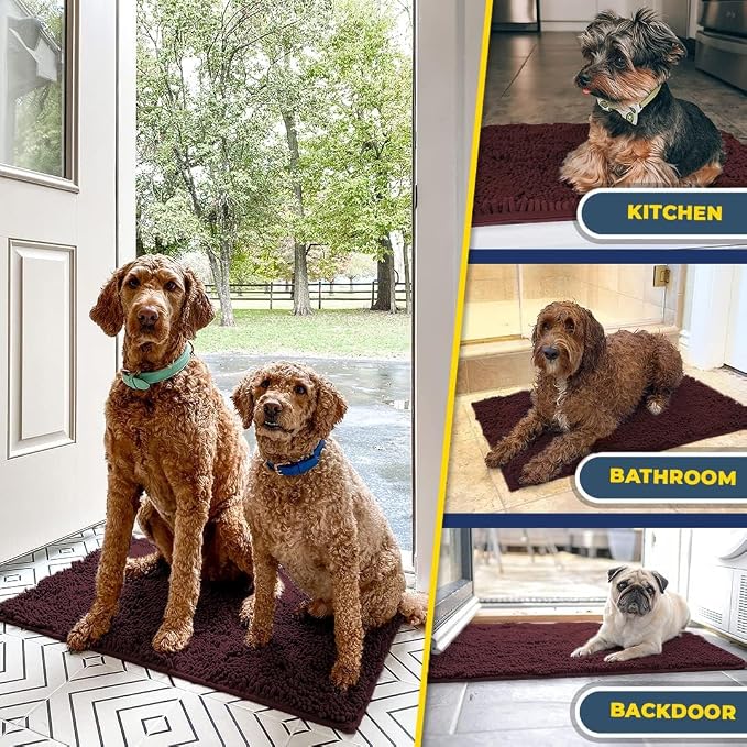 Muddy Mat® | Super Water Absorbent Door Mat Indoor, Microfiber Quick Dry Chenille Entryway Rug, Slip Resistant Front Door Mat, Indoor Mats for Entryway, Machine Washable Pet Rug, Rust 20" x 30"